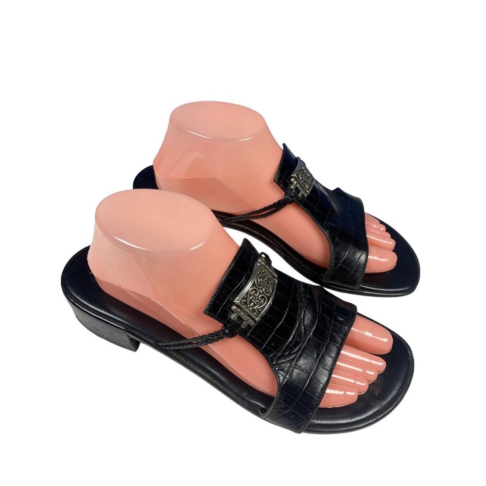 Brighton Mavis Slide Sandal in Black Crocodile Women's 10 - Picture 6 of 14